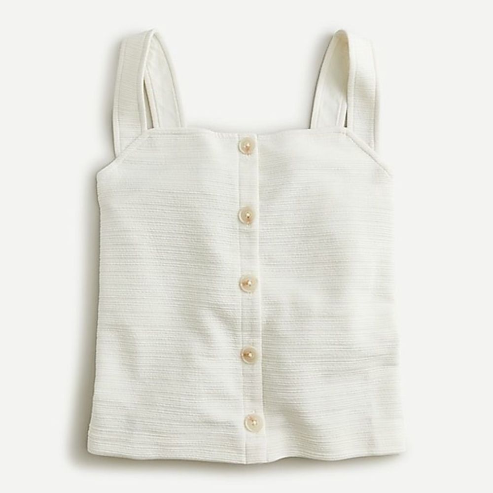 NWT J Crew Textured Button Front Tank XL Natural